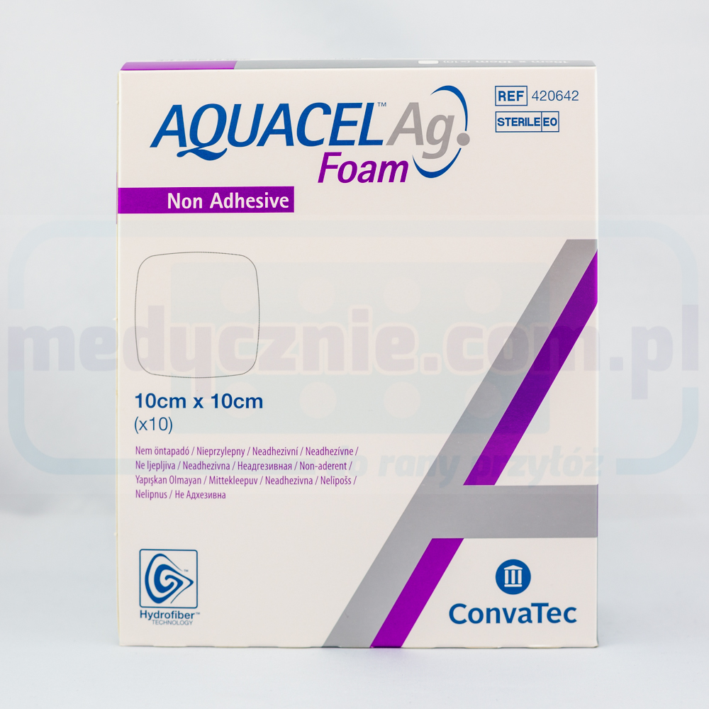 Aquacel Foam Ag Nicht klebend 10*10cm mehrschichtiger Schaumstoffverband 1Stk.